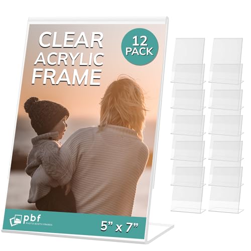 Photo Booth Frames - 5x7 Inch Clear Acrylic Display, Slanted Back Vertical...