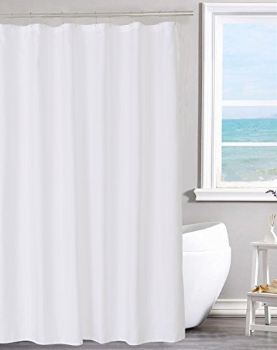 N&Y HOME Fabric Shower Curtain Liner Solid White with Magnets, Hotel...
