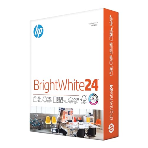 HP Papers | 8.5 x 11 Paper | BrightWhite 24 lb |1 Ream - 500 Sheets| 100...