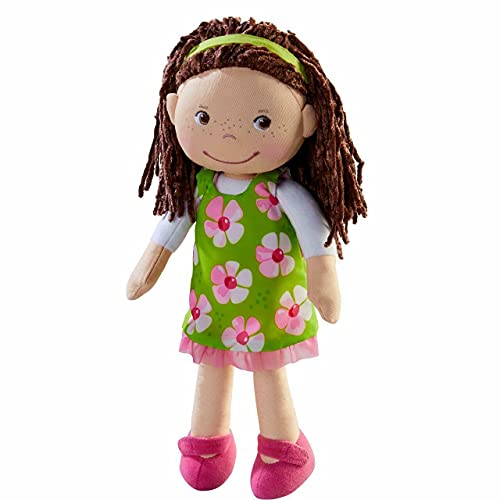 HABA Coco 12" Soft Doll with Brown Hair, Embroidered Face, Removable Green...