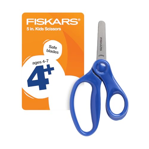 Fiskars 5' Blunt-Tip Scissors for Kids Ages 4-7, For School or Crafting,...