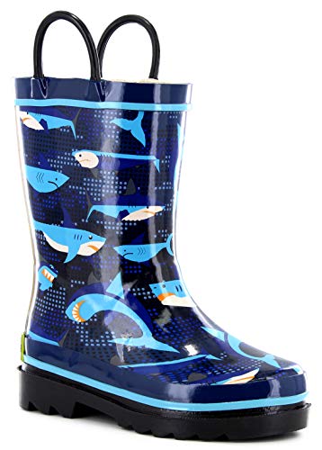 Western Chief Boys Waterproof Printed Rain Boot with Easy Pull on Handles -...