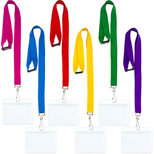 DIY Bright Color Hall Pass Lanyards with Badge Holders Set of 6