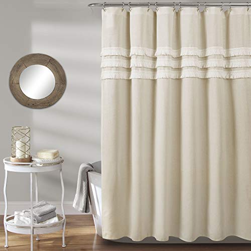 Lush Decor Neutral Ciel Tassel Shower Curtain, Bathroom Accessories (72" x...