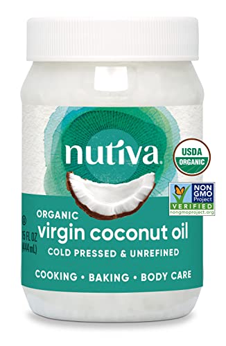 Nutiva Organic Coconut Oil 15 fl oz, Cold-Pressed, Fresh Flavor for Cooking...