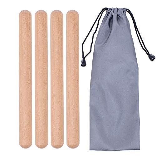 2 Pairs Classical Wood Claves Musical Percussion Instrument, 8 Inch Rhythm...