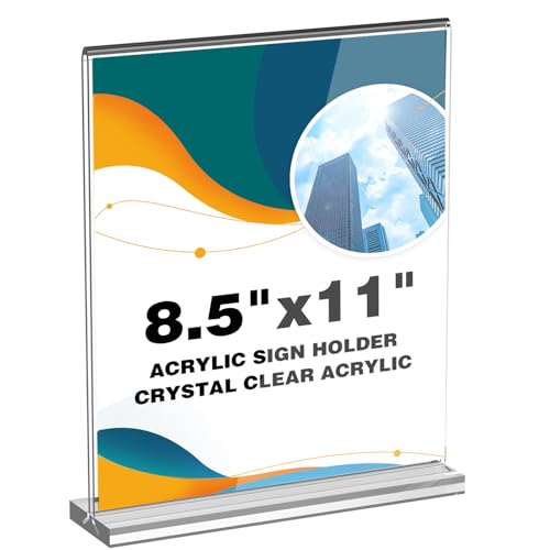 Inggix Acrylic Sign Holder 8.5 x 11 Clear Table Signs Stand, Double Sided T...