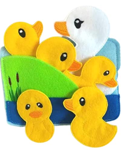 5 little ducks Felt quiet book toddler page and flannel board play set -...