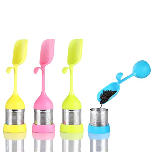 2 in 1 Silicone Tea Infuser Strainer with Integrated Spoon, Hidden Air...