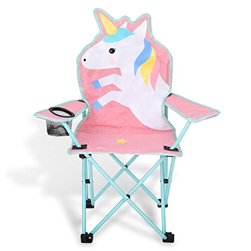 KABOER Kids Outdoor Folding Lawn and Camping Chair with Cup Holder, Unicorn...