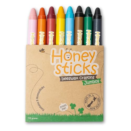 Honeysticks Jumbo Crayons (8 Pack) - 100% Pure Beeswax Crayons - Non Toxic...