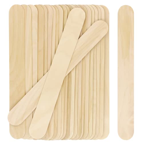 WISYOK 8'' Jumbo Craft Sticks, 60pcs Extra Large Natural Premium Wood, Ice...