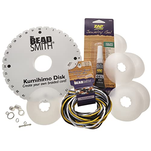 The Beadsmith Kumihimo Starter Kit – Includes Disk, Adhesive, Bobbins,...