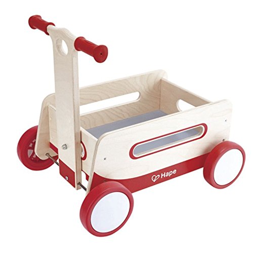 Hape Wooden Wagon Push and Pull Toy| Baby Learning Walker with Wheels for...