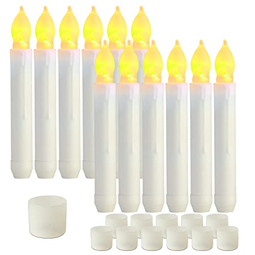 Homemory 12PCS Flameless LED Taper Candles Lights, Battery Operated...