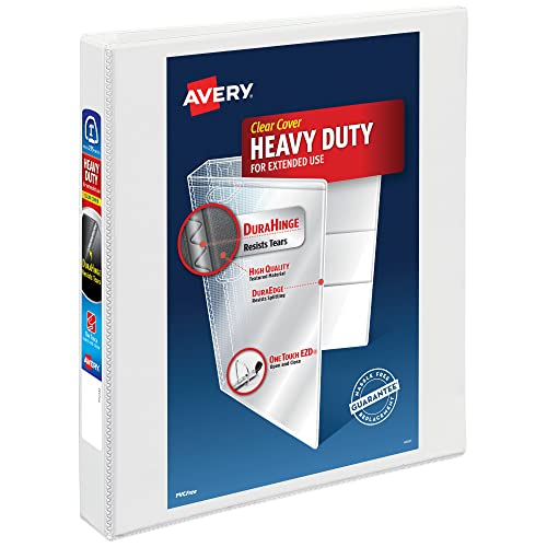 Avery Heavy-Duty View 3 Ring Binder, 1' One Touch EZD Rings, 1 White Binder...