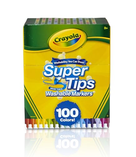Crayola Super Tips Marker Set (100ct), Fine Point Washable Markers, Drawing...