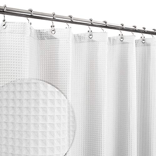 Honeycomb Waffle Weave Shower Curtain Cotton Blend Extra Long 84 inch...