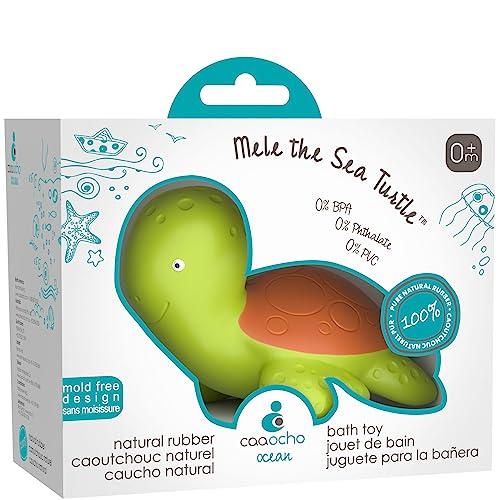 CaaOcho Pure Natural Rubber Bath Toy - Mele The Sea Turtle Baby Toy - Hole...