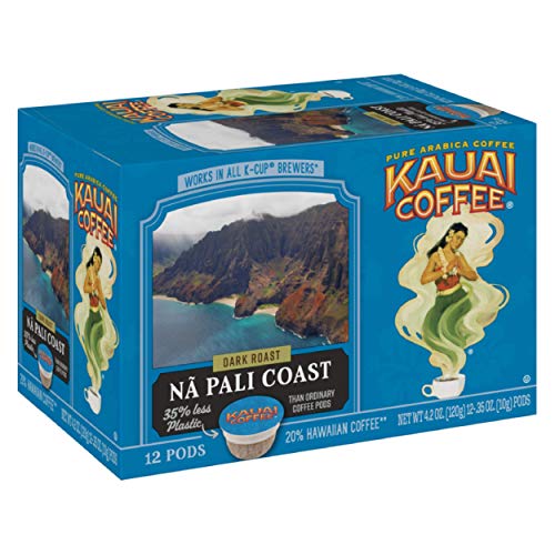 Kauai Coffee Single-Serve Pods, Na Pali Coast Dark Roast Arabica Coffee...