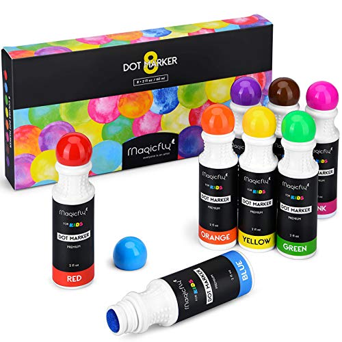 Magicfly Washable Dot Markers, 8 Colors Non-Toxic Paint Daubers,...