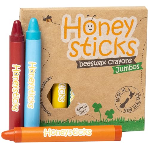 Honeysticks Jumbo Crayons (8 Pack) - 100% Pure Beeswax Crayons - Non Toxic...