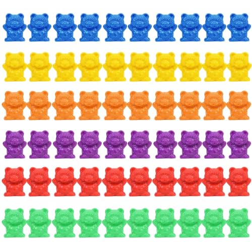 Timoo Colored Counting Bears, 60 PCS Color Sorting Bears (Green & Purple &...