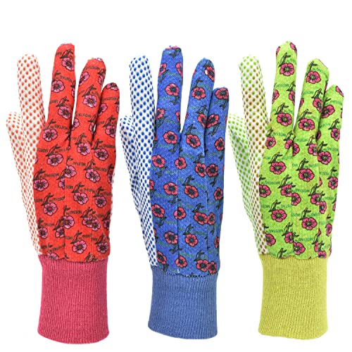 G & F 1852-3 Women Soft Jersey Garden Gloves, Women Work Gloves, 3-Pairs...