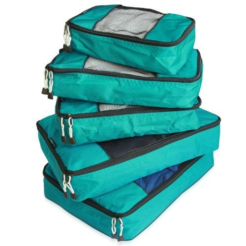 TravelWise Luggage Packing Organization Cubes 5 Pack, Teal, 2 Small, 2...