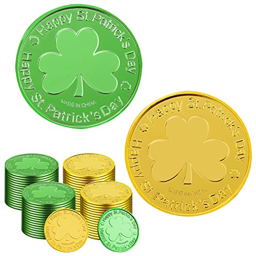 SpinLaLa St. Patrick's Day Gold Coins - 100 Pieces Gold Green Lucky Coins...