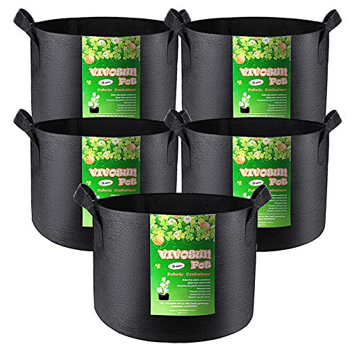 VIVOSUN 5-Pack 3 Gallon Plant Grow Bags, Premium Series Thichkened...