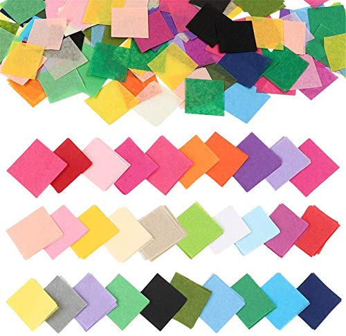 Outuxed 4800pcs 1Inch Tissue Paper Squares, 30 Assorted Colors Precut Craft...