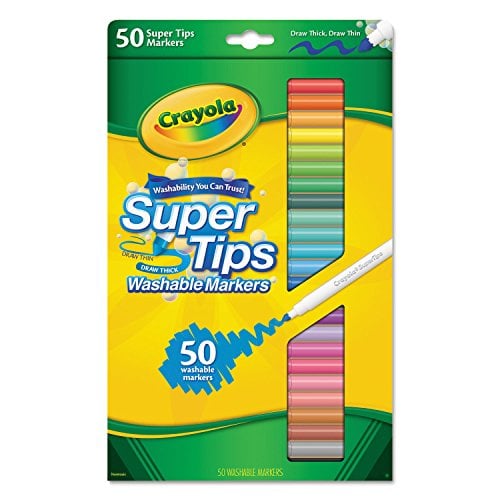 Crayola 585050 Washable Super Tips Markers, Assorted, 50/Set