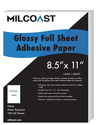 Milcoast Full Sheet 8.5' x 11' Shipping Sticker Paper Adhesive Labels...