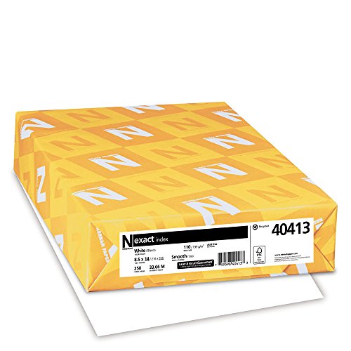 Wausau Exact Index Cardstock, 250 Sheets, White, 94 Brightness, 110 lb, 8.5...