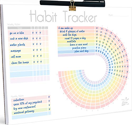 Habit Tracker Calendar - Tracking Journal planner pad 25 PAGES 2 YEARS with...