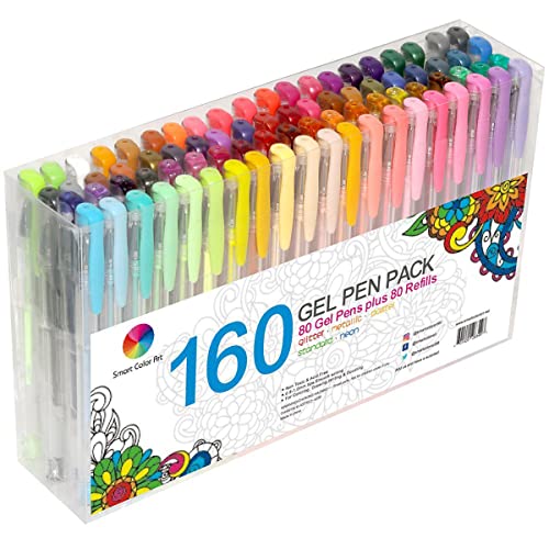 Smart Color Art 160 Colors Gel Pens Set 80 Gel Pen with 80 Refills for...