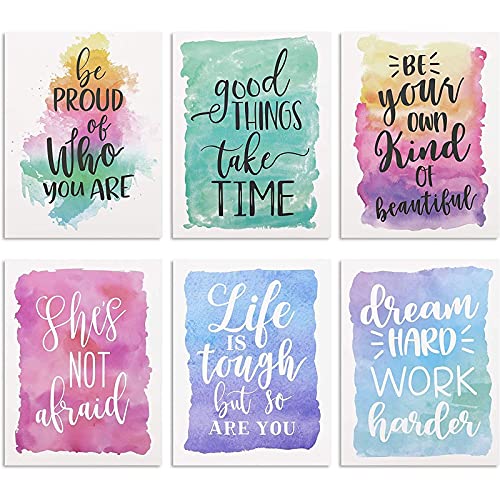 Watercolor Pocket Folders with Inspirational Quotes, Cute Folders for...