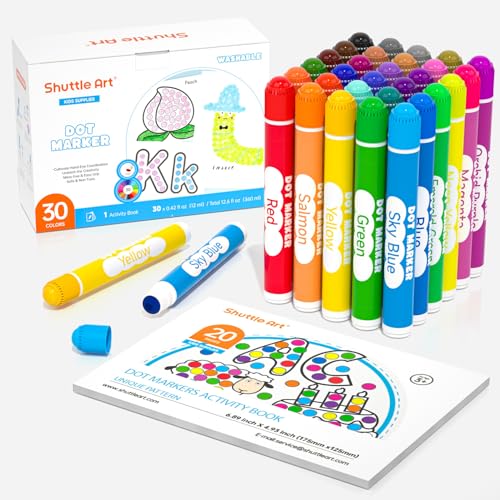 Shuttle Art Dot Markers, 30 Colors Washable for Toddlers with Free Activity...