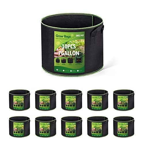 Delxo 10-Pack 7 Gallon Grow Bags Heavy Duty Aeration Fabric Pots Thickened...