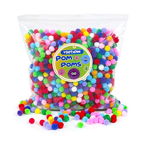 YooThink 1500 Pieces Pompoms for Crafts,Small Size 1CM Small pom poms for...