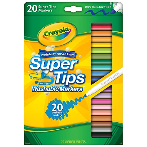 Crayola Super Tips Markers, Washable Markers, 20 Count