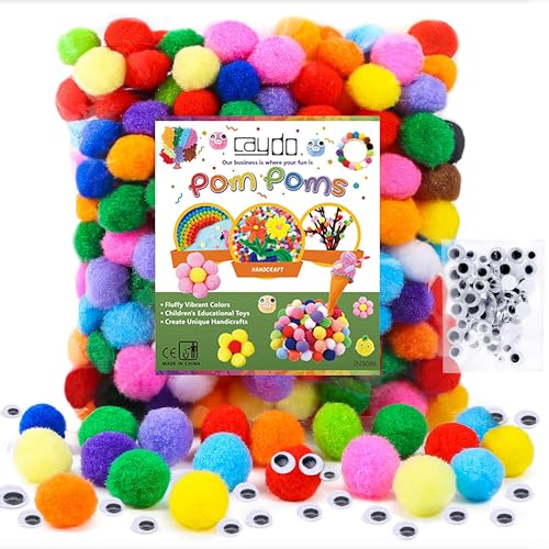 Caydo [400 pcs] - 300 Pieces 1 Inch Assorted Pompoms with 100pieces Wiggle...