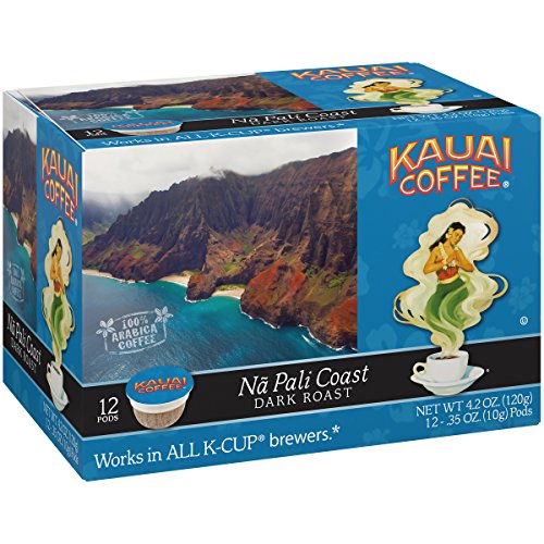 Kauai Coffee Na Pali Coast Dark Roast - Compatible with Keurig Pods K-Cup...