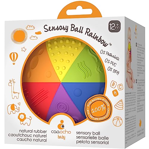 caaocho Pure Natural Rubber Sensory Ball Rainbow 4" - BPA Free Baby Ball...