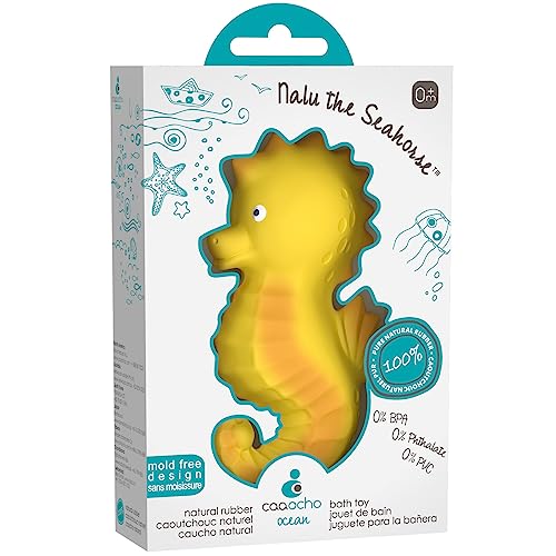 CaaOcho Pure Natural Rubber Bath Toy - Nalu The Seahorse Baby Toy - Hole...