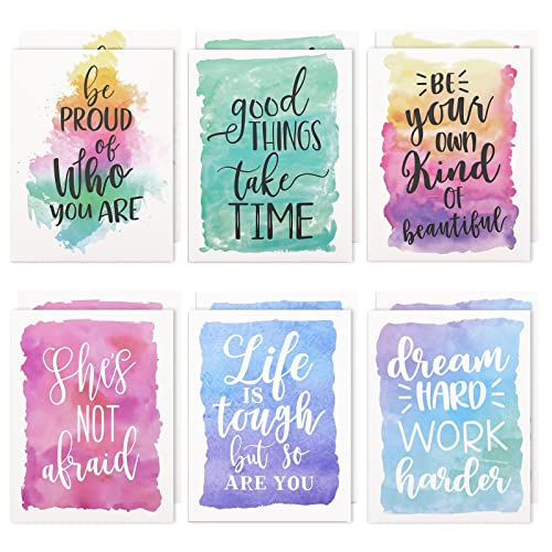 12 Pack Watercolor 2- Pocket Folders with Inspirational Quotes, Cute...
