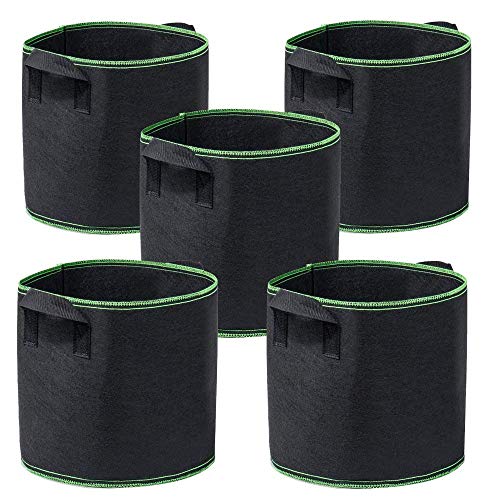 Garden4Ever 5-Pack 7 Gallon Grow Bags Heavy Duty Container Thickened...