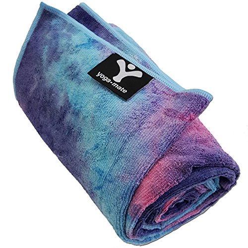 Fitness Boence Yoga Towel,100% Microfiber Yoga Mat Towel with Corner Pocket Design Perfect for Hot Yoga Anti-Slip & Sweat Absorbent & Machine Washable 72 x 26 Print Yoga Blanket Towel Pilates 