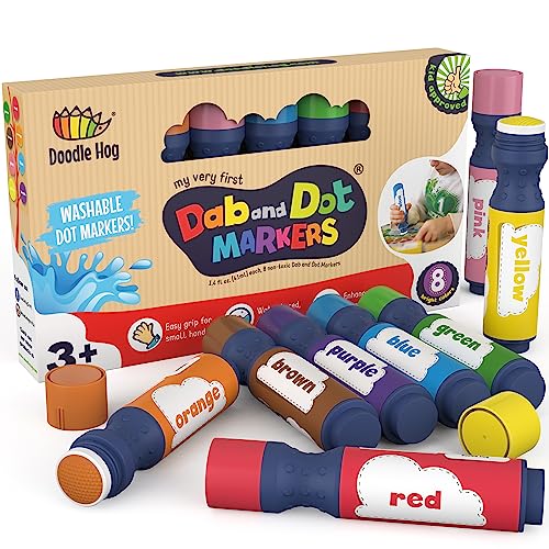DOODLE HOG Washable Dot Markers for Toddlers Kids Preschool | 8 Colors...
